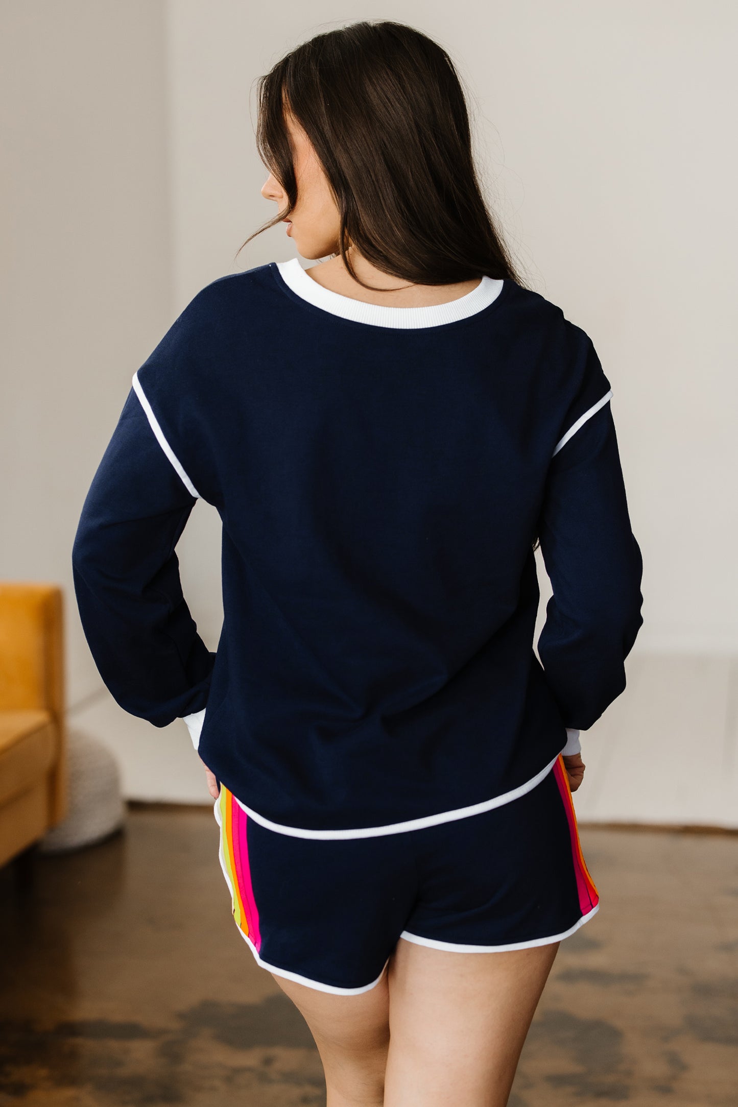 Colorful Striped Varsity Pullover and Shorts Matching Set — Sporty and She Knows It